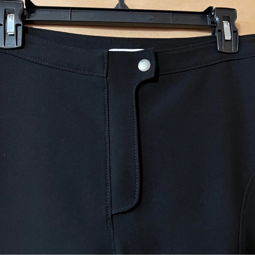 Cinq a Sept | Button Hem Flare Pants High Rise Ponte Knit Trousers Black Size 6